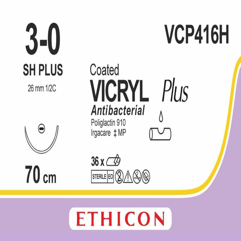 VICRYL PLUS непофарбований 70см M2 USP3/0 одна голка SH PLUS, тип колюча Taper Point, 26мм, 1/2 кола